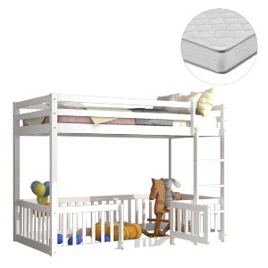 75712 ΚΟΥΚΕΤΑ ΠΑΙΔΙΚΗ ΜΕ ΠΑΡΚΑΚΙ PLAYKID HM21312.01 ΞΥΛΟ ΠΕΥΚΟΥ ΛΕΥΚΟ--ME ΣΤΡΩΜΑ 90x190εκ