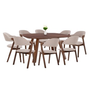 75842 ΣΕΤ ΤΡΑΠΕΖΑΡΙΑΣ 9ΤΜΧ RIDER HM21341 ΤΡΑΠΕΖΙ ΑΠΟ MDF--ΚΑΡΕΚΛΕΣ RUBBERWOOD & ΥΦΑΣΜΑ