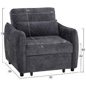 75876 ΠΟΛΥΘΡΟΝΑ-ΚΡΕΒΑΤΙ ORYN HM3307.01 ΓΚΡΙ ΥΦΑΣΜΑ 85x88x78Υεκ.