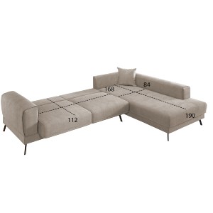 75980 ΚΑΝΑΠΕΣ ΚΡΕΒΑΤΙ ΔΕΞΙΑ ΓΩΝΙΑ ZENORA HM3337.03R ΜΠΕΖ ΥΦΑΣΜΑ 304x212x80Υεκ
