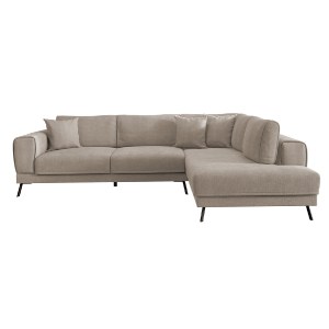 75980 ΚΑΝΑΠΕΣ ΚΡΕΒΑΤΙ ΔΕΞΙΑ ΓΩΝΙΑ ZENORA HM3337.03R ΜΠΕΖ ΥΦΑΣΜΑ 304x212x80Υεκ