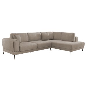 75980 ΚΑΝΑΠΕΣ ΚΡΕΒΑΤΙ ΔΕΞΙΑ ΓΩΝΙΑ ZENORA HM3337.03R ΜΠΕΖ ΥΦΑΣΜΑ 304x212x80Υεκ
