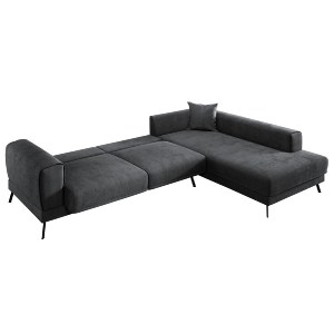 75981 ΚΑΝΑΠΕΣ ΚΡΕΒΑΤΙ ΔΕΞΙΑ ΓΩΝΙΑ ZENORA HM3337.01R ΣΚΟΥΡΟ ΓΚΡΙ ΥΦΑΣΜΑ 304x212x80Υεκ