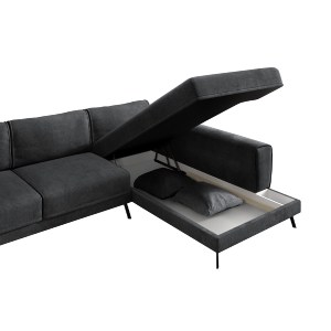 75981 ΚΑΝΑΠΕΣ ΚΡΕΒΑΤΙ ΔΕΞΙΑ ΓΩΝΙΑ ZENORA HM3337.01R ΣΚΟΥΡΟ ΓΚΡΙ ΥΦΑΣΜΑ 304x212x80Υεκ