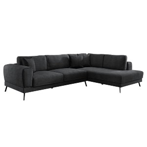 75981 ΚΑΝΑΠΕΣ ΚΡΕΒΑΤΙ ΔΕΞΙΑ ΓΩΝΙΑ ZENORA HM3337.01R ΣΚΟΥΡΟ ΓΚΡΙ ΥΦΑΣΜΑ 304x212x80Υεκ