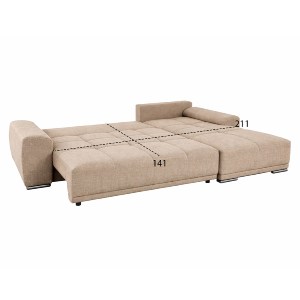 76021 ΚΑΝΑΠΕΣ ΚΡΕΒΑΤΙ ΔΕΞΙΑ ΓΩΝΙΑ COMFYRA HM3336.03R ΜΠΕΖ ΥΦΑΣΜΑ 270x181x75Υεκ