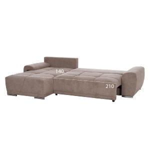 76023 ΚΑΝΑΠΕΣ ΚΡΕΒΑΤΙ ΑΡΙΣΤΕΡΗ ΓΩΝΙΑ COMFYRA HM3336.03L ΜΠΕΖ ΥΦΑΣΜΑ 268x180x83Υεκ