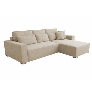 76024 ΚΑΝΑΠΕΣ ΚΡΕΒΑΤΙ ΑΝΑΣΤΡΕΨΙΜH ΓΩΝΙΑ CORNERA HM3335.03 ΜΠΕΖ ΥΦΑΣΜΑ 269x155x89Yεκ