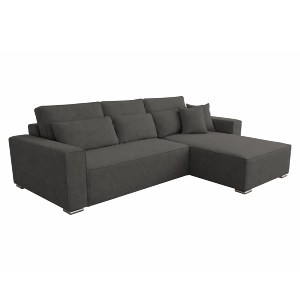 76025 ΚΑΝΑΠΕΣ ΚΡΕΒΑΤΙ ΑΝΑΣΤΡΕΨΙΜH ΓΩΝΙΑ CORNERA HM3335.01 ΓΚΡΙ ΥΦΑΣΜΑ 269x155x89Yεκ