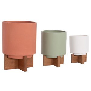 76092 ΣΕΤ 3 ΓΛΑΣΤΡΕΣ ΜΕ TEAK ΒΑΣΕΙΣ TANTI HM4685 FIBER CEMENT ΣΕ 3 ΧΡΩΜΑΤΑ