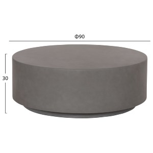 76137 ΤΡΑΠΕΖΙ ΜΕΣΗΣ ΣΤΡΟΓΓΥΛΟ KYOKO HM6579.01 ΓΚΡΙ FIBER CEMENT Φ90x30Υεκ.