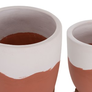 76148 ΓΛΑΣΤΡΕΣ ΣΕΤ 2ΤΜΧ SEON HM4686.08 TERRACOTTA ΣΕ ΛΕΥΚΟ & ΤΕΡΑΚΟΤΑ--TEAK ΒΑΣΗ