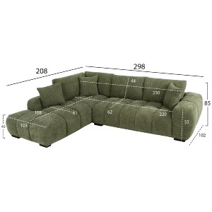 76151 ΚΑΝΑΠΕΣ ΓΩΝΙΑ (ΑΡΙΣΤΕΡΗ) COVEN HM3266.14L ΠΡΑΣΙΝΟ ΥΦΑΣΜΑ 298x102-208x85Υεκ.