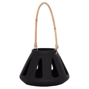 76158 ΕΠΙΤΡΑΠΕΖΙΟ ΦΑΝΑΡΙ ERANTYL HM4696.01S ΜΑΥΡΟ FIBER CEMENT & ΧΕΡΟΥΛΙ RATTAN Φ25x17Yεκ.