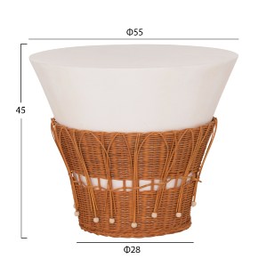 76170 ΤΡΑΠΕΖΙ ΣΑΛΟΝΙΟΥ PERRAL HM18164.02L FIBER CEMENT ΛΕΥΚΟ-ΦΥΣΙΚΟ RATTAN--Φ55x45Υεκ