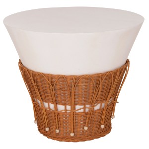 76170 ΤΡΑΠΕΖΙ ΣΑΛΟΝΙΟΥ PERRAL HM18164.02L FIBER CEMENT ΛΕΥΚΟ-ΦΥΣΙΚΟ RATTAN--Φ55x45Υεκ