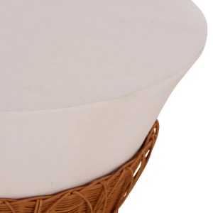 76170 ΤΡΑΠΕΖΙ ΣΑΛΟΝΙΟΥ PERRAL HM18164.02L FIBER CEMENT ΛΕΥΚΟ-ΦΥΣΙΚΟ RATTAN--Φ55x45Υεκ