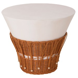 76170 ΤΡΑΠΕΖΙ ΣΑΛΟΝΙΟΥ PERRAL HM18164.02L FIBER CEMENT ΛΕΥΚΟ-ΦΥΣΙΚΟ RATTAN--Φ55x45Υεκ