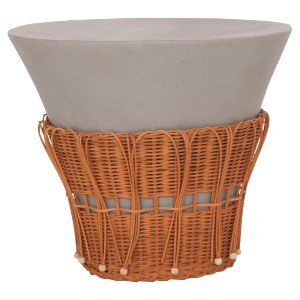 76172 ΤΡΑΠΕΖΙ ΣΑΛΟΝΙΟΥ PERRAL HM18164.03L FIBER CEMENT ΓΚΡΙ-ΦΥΣΙΚΟ RATTAN--Φ55x45Υεκ
