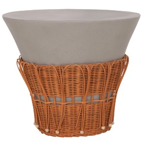 76172 ΤΡΑΠΕΖΙ ΣΑΛΟΝΙΟΥ PERRAL HM18164.03L FIBER CEMENT ΓΚΡΙ-ΦΥΣΙΚΟ RATTAN--Φ55x45Υεκ