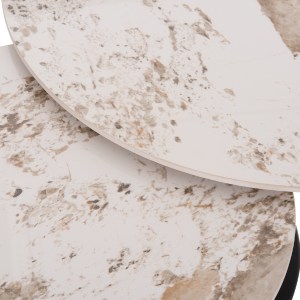 76175 ΤΡΑΠΕΖΙ ΣΑΛΟΝΙΟΥ ΔΙΠΛΟ NUBISA HM18364.01 ΜΕΤΑΛΛΟ--SINTERED STONE PANDORA Φ80Χ43.5Υεκ
