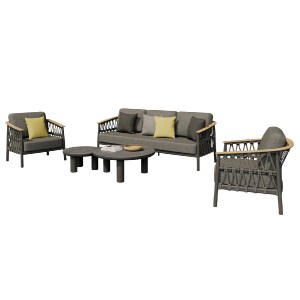 76200 ΣΕΤ ΣΑΛΟΝΙ 5ΤΜΧ STREAM HM6426.01 ΑΝΘΡΑΚΙ ΑΛΟΥΜΙΝΙΟ-STRAP ΣΧΟΙΝΙ-OLEFIN