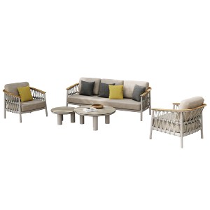 76201 ΣΕΤ ΣΑΛΟΝΙ 5ΤΜΧ STREAM HM6426.02 ΚΡΕΜ ΑΛΟΥΜΙΝΙΟ--ΜΠΕΖ ΣΧΟΙΝΙ & OLEFIN