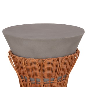 76214 ΤΡΑΠΕΖΙ ΒΟΗΘΗΤΙΚΟ PERRAL HM18164.03S FIBER CEMENT ΓΚΡΙ-ΦΥΣΙΚΟ RATTAN--Φ42x36Υεκ