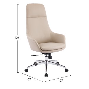 76218 ΚΑΡΕΚΛΑ ΓΡΑΦΕΙΟΥ BEKKER HM18359.02 ΜΠΕΖ PU ΔΕΡΜΑ--ΒΑΣΗ ΧΡΩΜΙΟΥ 67x67x126Υεκ