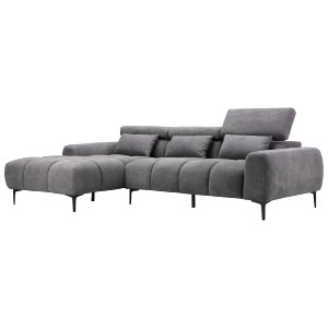76278 ΚΑΝΑΠΕΣ ΑΡΙΣΤΕΡΗ ΓΩΝΙΑ DIVYA HM3267.12L ΓΚΡΙ ΥΦΑΣΜΑ 264x175x99Υεκ.