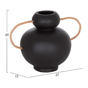 76290 ΔΙΑΚΟΣΜΗΤΙΚΟ ΒΑΖΟ MIBO HM4688.01S ΤΕΡΑΚΟΤΑ ΜΑΥΡH--ΧΕΡΟΥΛΙΑ ΦΥΣΙΚΟ RATTAN 27x15x20Υεκ