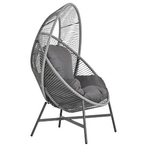 76297 ΠΟΛΥΘΡΟΝΑ-ΦΩΛΙΑ RULER HM6506.01 ΓΚΡΙ ΜΕΤΑΛΛΟ-P.E.RATTAN-ΜΑΞΙΛΑΡΙΑ 90x85x149Υεκ