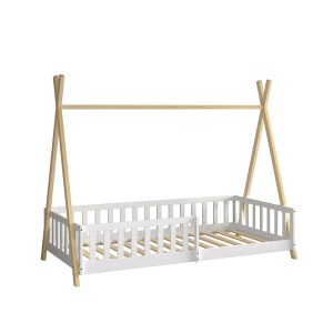 76363 ΚΡΕΒΑΤΙ ΠΑΙΔΙΚΟ ΜΕ ΚΑΓΚΕΛΑ MUNK HM739.03 τ.MONTESSORI ΠΕΥΚΟ ΦΥΣΙΚΟ-ΛΕΥΚΟ--190x90εκ
