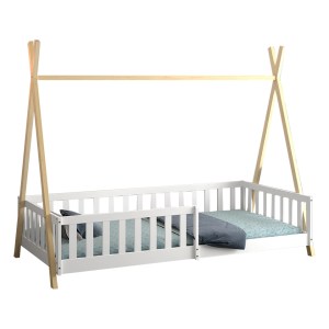 76363 ΚΡΕΒΑΤΙ ΠΑΙΔΙΚΟ ΜΕ ΚΑΓΚΕΛΑ MUNK HM739.03 τ.MONTESSORI ΠΕΥΚΟ ΦΥΣΙΚΟ-ΛΕΥΚΟ--190x90εκ