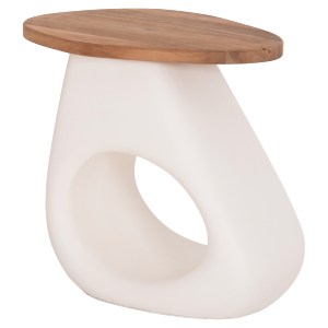 76371 ΒΟΗΘΗΤΙΚΟ ΤΡΑΠΕΖΙ AIDA HM4692.02 FIBER CEMENT ΛΕΥΚΟ--ΞΥΛΟ TEAK TOP 47x60x59Υεκ