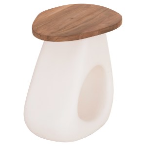 76371 ΒΟΗΘΗΤΙΚΟ ΤΡΑΠΕΖΙ AIDA HM4692.02 FIBER CEMENT ΛΕΥΚΟ--ΞΥΛΟ TEAK TOP 47x60x59Υεκ