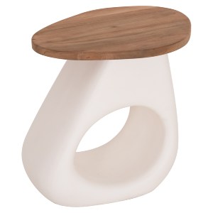 76371 ΒΟΗΘΗΤΙΚΟ ΤΡΑΠΕΖΙ AIDA HM4692.02 FIBER CEMENT ΛΕΥΚΟ--ΞΥΛΟ TEAK TOP 47x60x59Υεκ