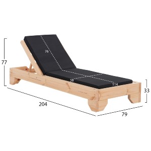 76419 ΞΑΠΛΩΣΤΡΑ ΜΕ ΜΑΞΙΛΑΡΙ ΚΟΡΙΝΟΣ HM10775.05T ΞΥΛΟ ΠΕΥΚΟΥ--TEXTILENE ΜΑΥΡΟ 79x204x77Υεκ