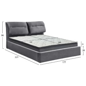 76455 ΚΡΕΒΑΤΙ ΔΙΠΛΟ & ΣΤΡΩΜΑ KENDRA HM10720.01 ΓΚΡΙ ΒΕΛΟΥΔΟ ΜΕ ΑΠΟΘ.ΧΩΡΟ--ΓΙΑ 160x200εκ