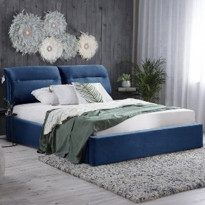 76459 ΚΡΕΒΑΤΙ ΔΙΠΛΟ & ΣΤΡΩΜΑ KENDRA HM10831.18 ΜΠΛΕ ΒΕΛΟΥΔΟ--ΑΠΟΘ.ΧΩΡΟΣ--160x200εκ