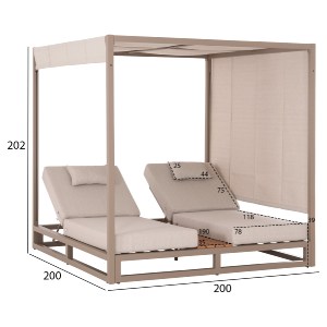 76486 ΔΙΠΛΗ ΞΑΠΛΩΣΤΡΑ ΑΛΟΥΜΙΝΙΟΥ ΠΑΡΑΛΙΑΣ ΜΕ ΣΚΙΑΣΤΡΟ GALLANT HM6097.04 ΚΑΠΟΥΤΣΙΝΟ 2x2x2μ