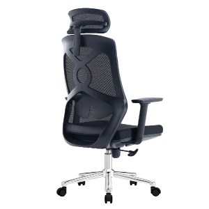 76497 ΚΑΡΕΚΛΑ ΓΡΑΦΕΙΟΥ FLEXORA HM1213.01 ΜΑΥΡO MESH-ΒΑΣΗ ΧΡΩΜΙΟΥ 60x63x125Υεκ