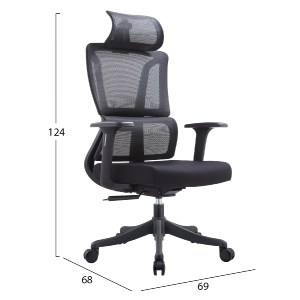76498 ΚΑΡΕΚΛΑ ΓΡΑΦΕΙΟΥ NOVUS HM1214.01 ΜΑΥΡO MESH--ΜΑΥΡΗ ΒΑΣΗ 69x68x124Υεκ