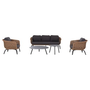 76508 ΣΕΤ ΣΑΛΟΝΙ 5ΤΜΧ STERN HM6555.01 ΓΚΡΙ ΑΛΟΥΜΙΝΙΟ & OLEFIN--TWIST WICKER ΣΕ ΦΥΣΙΚΟ