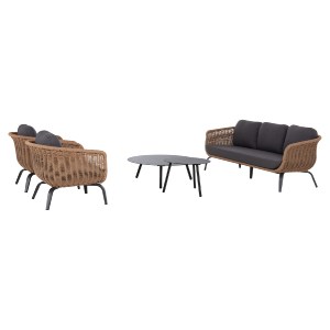 76508 ΣΕΤ ΣΑΛΟΝΙ 5ΤΜΧ STERN HM6555.01 ΓΚΡΙ ΑΛΟΥΜΙΝΙΟ & OLEFIN--TWIST WICKER ΣΕ ΦΥΣΙΚΟ