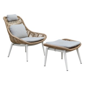 76518 ΠΟΛΥΘΡΟΝΑ LOUNGE ΜΕ ΥΠΟΠΟΔΙΟ REMVAZZO HM6561.02 ΑΛΟΥΜΙΝΙΟ ΜΠΕΖ--WICKER 89x94x98Υεκ