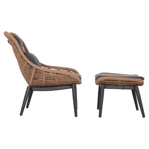 76519 ΠΟΛΥΘΡΟΝΑ LOUNGE ΜΕ ΥΠΟΠΟΔΙΟ REMVAZZO HM6561.01 ΑΛΟΥΜΙΝΙΟ ΓΚΡΙ--WICKER 90x85x96Υεκ