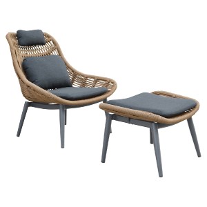 76519 ΠΟΛΥΘΡΟΝΑ LOUNGE ΜΕ ΥΠΟΠΟΔΙΟ REMVAZZO HM6561.01 ΑΛΟΥΜΙΝΙΟ ΓΚΡΙ--WICKER 89x94x98Υεκ