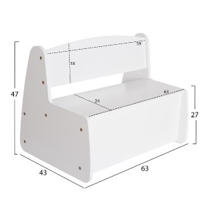76545 ΠΑΓΚΑΚΙ ΠΑΙΔΙΚΟ ΜΕ ΑΠΟΘ.ΧΩΡΟ RICKI HM18342.03 MDF & ΚΟΝΤΡΑΠΛΑΚΕ ΛΕΥΚΟ 63x43x47Υεκ