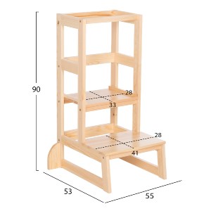 76548 ΠΥΡΓΟΣ ΕΚΜΑΘΗΣΗΣ τ.MONTESSORI PEPE HM9291.01 ΞΥΛΟ ΠΕΥΚΟΥ ΦΥΣΙΚΟ 55x53x90Υεκ